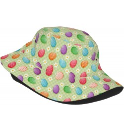 Happy Easter Colorful Easter Eggs Unisex Bucket Hat Sun Cap Outdoor Fisherman Headwear $11.99 Bucket Hats