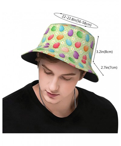 Happy Easter Colorful Easter Eggs Unisex Bucket Hat Sun Cap Outdoor Fisherman Headwear $11.99 Bucket Hats