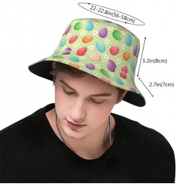 Happy Easter Colorful Easter Eggs Unisex Bucket Hat Sun Cap Outdoor Fisherman Headwear $11.99 Bucket Hats