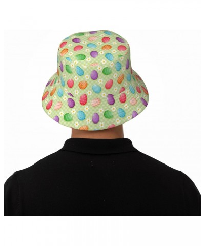 Happy Easter Colorful Easter Eggs Unisex Bucket Hat Sun Cap Outdoor Fisherman Headwear $11.99 Bucket Hats