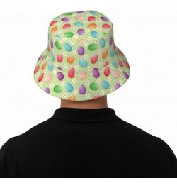 Happy Easter Colorful Easter Eggs Unisex Bucket Hat Sun Cap Outdoor Fisherman Headwear $11.99 Bucket Hats