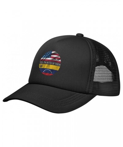 Yes, I'm Both of Them Proud Half USA Half Venezuela Flag Baseball Cap Adjustable Casual Mesh Hats Duck Tongue Hat for Men Wom...