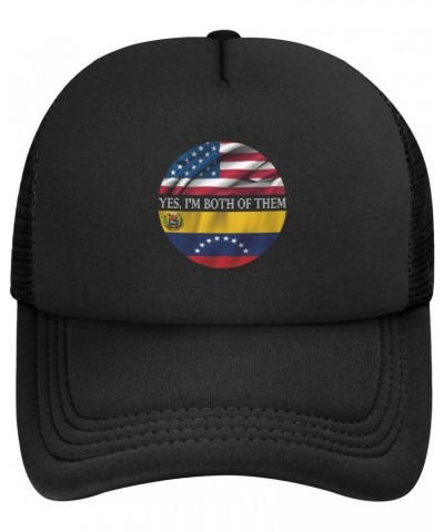 Yes, I'm Both of Them Proud Half USA Half Venezuela Flag Baseball Cap Adjustable Casual Mesh Hats Duck Tongue Hat for Men Wom...