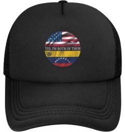 Yes, I'm Both of Them Proud Half USA Half Venezuela Flag Baseball Cap Adjustable Casual Mesh Hats Duck Tongue Hat for Men Wom...