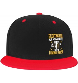 Electrician an Engineer with Common Sense Snapback Hats for Men Women Hat Baseball Cap Flat Bill Visor White Hat Red $14.14 B...