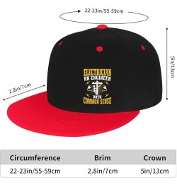 Electrician an Engineer with Common Sense Snapback Hats for Men Women Hat Baseball Cap Flat Bill Visor White Hat Red $14.14 B...