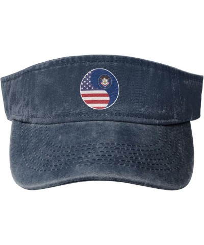 Yin Yang Flag Combination of America and Utah Sun Hat Sun Visor Hats for Women Men Baseball Cap Golf Hats Navy Blue $13.97 Vi...