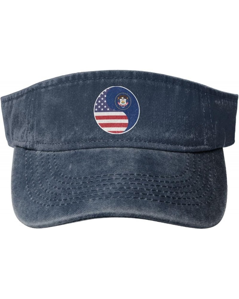 Yin Yang Flag Combination of America and Utah Sun Hat Sun Visor Hats for Women Men Baseball Cap Golf Hats Navy Blue $13.97 Vi...