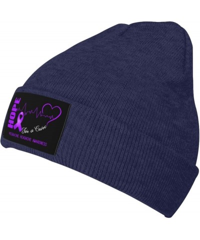 Hope for A Cure Migraine Headache Awareness Beanie Hat for Men Women Hats Skull Cap Warm Cozy Knitted Caps Navy Blue $10.16 S...