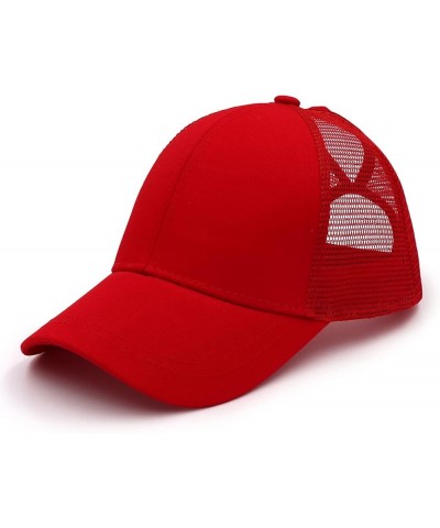 Summer Mesh Hats Woman Ponytail Baseball Cap Red $18.16 Baseball Caps