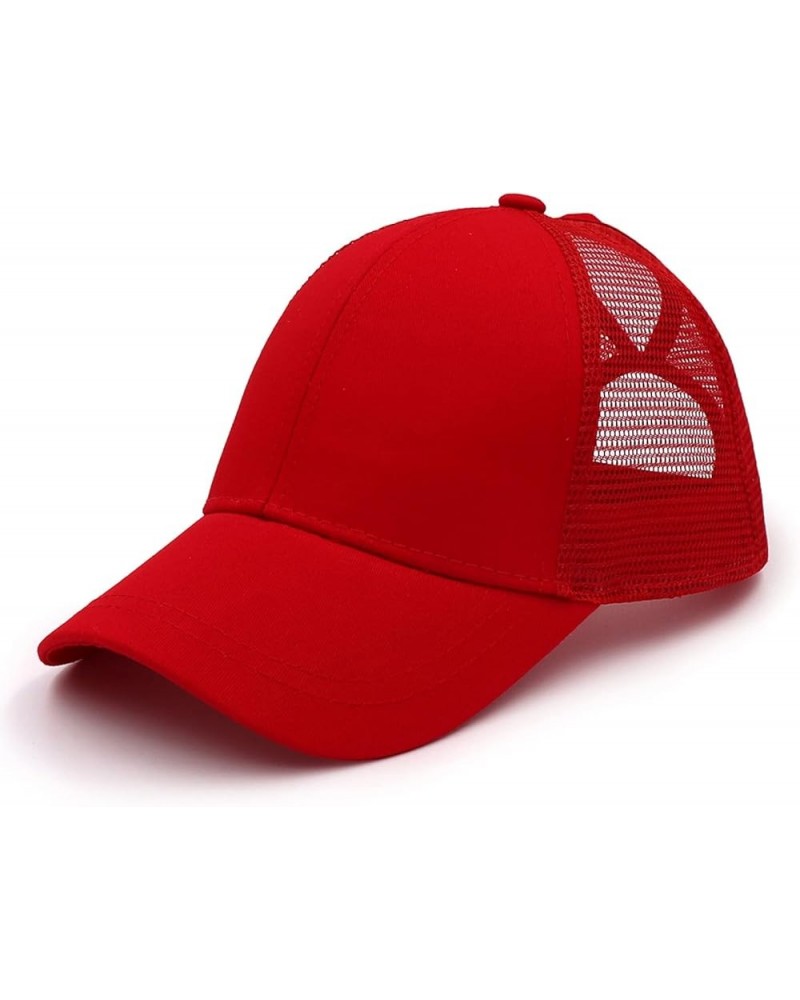 Summer Mesh Hats Woman Ponytail Baseball Cap Red $18.16 Baseball Caps