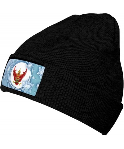 Emblem of Thailand Knitted Hat Acrylic Cold Weather Hat Warm Brimless hat Elastic Force Caps Black $11.52 Skullies & Beanies