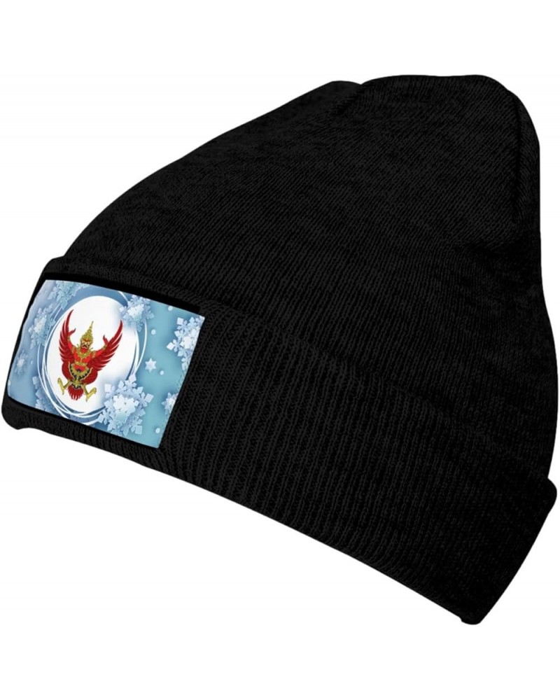 Emblem of Thailand Knitted Hat Acrylic Cold Weather Hat Warm Brimless hat Elastic Force Caps Black $11.52 Skullies & Beanies