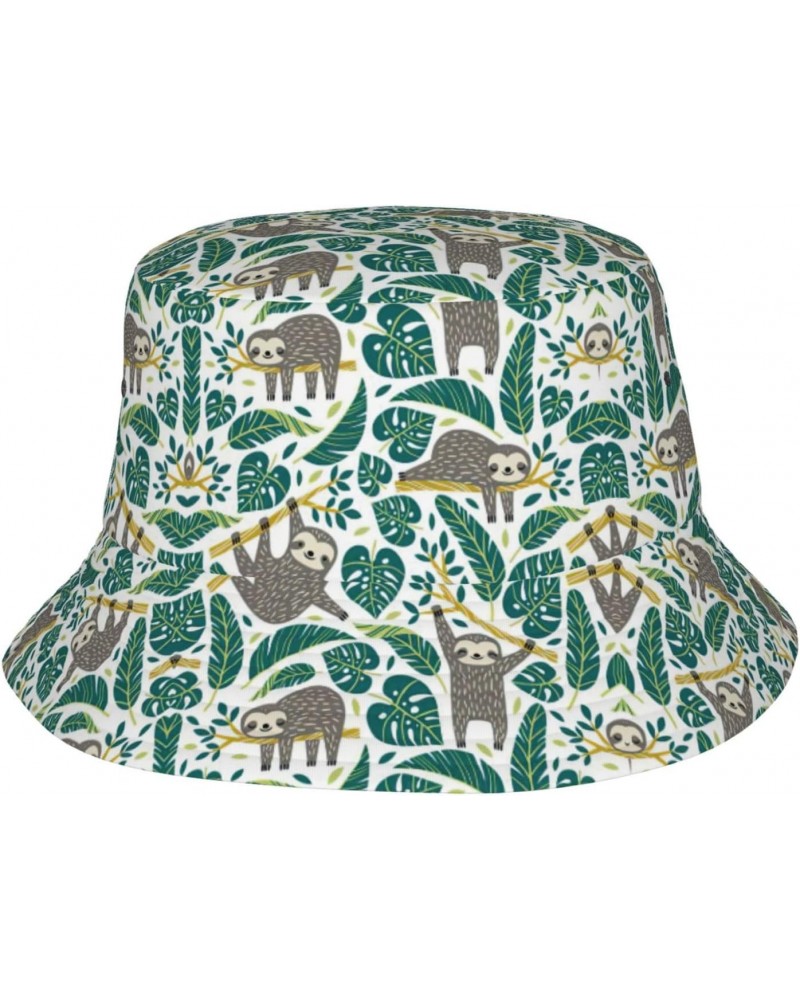 Wurton Adorable Sloth Print Unisex Cute Trendy Lightweight Bucket Hat Outdoor Aesthetic Fisherman Cap Sun Hat Black $11.19 Bu...