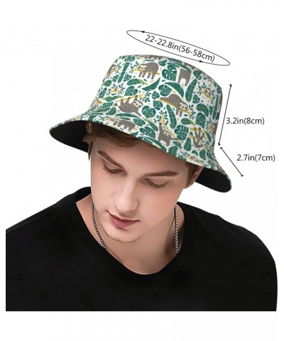 Wurton Adorable Sloth Print Unisex Cute Trendy Lightweight Bucket Hat Outdoor Aesthetic Fisherman Cap Sun Hat Black $11.19 Bu...