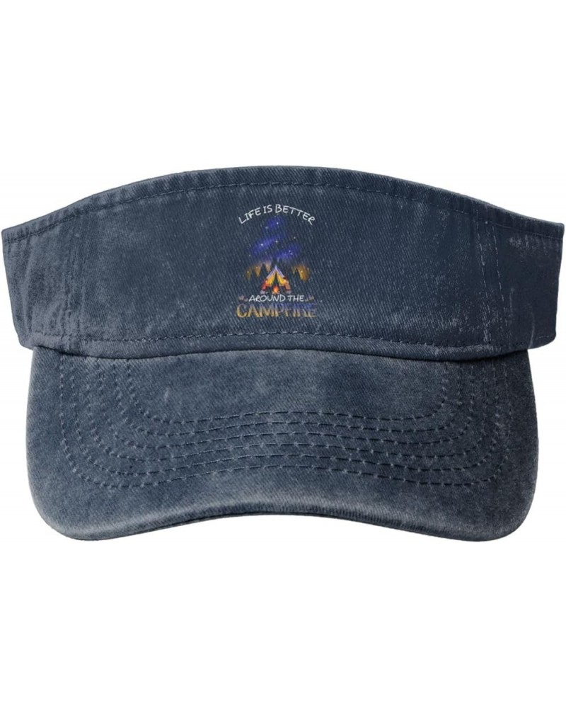 Life is Better Around The Campfire Sports Sun Visor Hat for Men Women,Empty Top Sun Hats Topless Cap,Black Navy Blue $9.98 Vi...