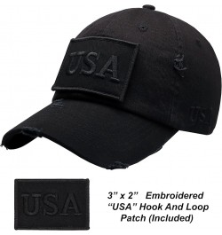 American Flag Unisex Baseball Hat for Men and Women | USA Flag Mesh Snapback Flat Visor Cap + 2 Patriotic Patches (10.9) Blac...