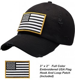 American Flag Unisex Baseball Hat for Men and Women | USA Flag Mesh Snapback Flat Visor Cap + 2 Patriotic Patches (10.9) Blac...