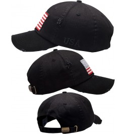 American Flag Unisex Baseball Hat for Men and Women | USA Flag Mesh Snapback Flat Visor Cap + 2 Patriotic Patches (10.9) Blac...