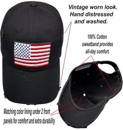 American Flag Unisex Baseball Hat for Men and Women | USA Flag Mesh Snapback Flat Visor Cap + 2 Patriotic Patches (10.9) Blac...