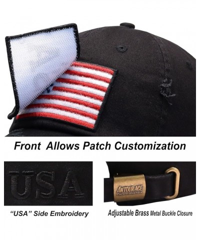 American Flag Unisex Baseball Hat for Men and Women | USA Flag Mesh Snapback Flat Visor Cap + 2 Patriotic Patches (10.9) Blac...