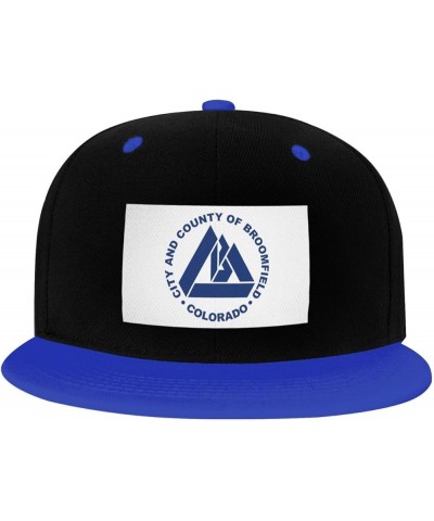 Flag of Broomfield, Colorado Snapback Hat for Men Women Baseball Cap Trucker Flat Bill Hats Dad Caps Blue $13.33 Baseball Caps