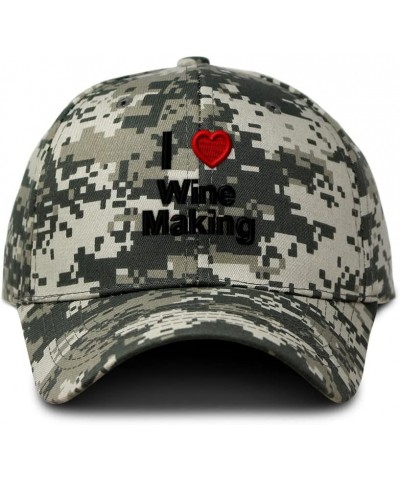 Custom Camo Baseball Cap I (Love) Wine Making Red Heart Hobbies Lovers Cotton Pixel Camo Design Only $15.04 Baseball Caps