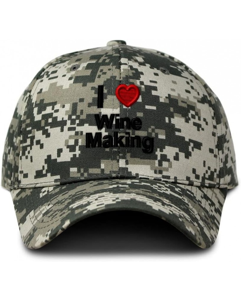 Custom Camo Baseball Cap I (Love) Wine Making Red Heart Hobbies Lovers Cotton Pixel Camo Design Only $15.04 Baseball Caps