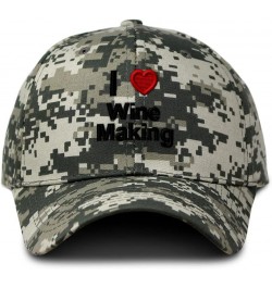 Custom Camo Baseball Cap I (Love) Wine Making Red Heart Hobbies Lovers Cotton Pixel Camo Design Only $15.04 Baseball Caps