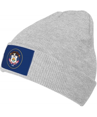 Flag of Utah Beanie Hat for Men Women Soft Cozy Skull Cap Winter Warm Knit Hats Gray $10.24 Skullies & Beanies