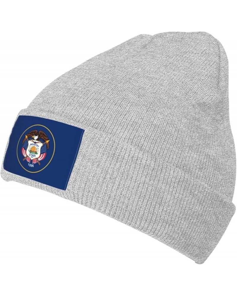 Flag of Utah Beanie Hat for Men Women Soft Cozy Skull Cap Winter Warm Knit Hats Gray $10.24 Skullies & Beanies