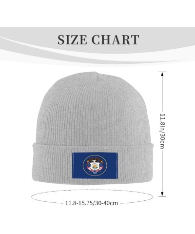 Flag of Utah Beanie Hat for Men Women Soft Cozy Skull Cap Winter Warm Knit Hats Gray $10.24 Skullies & Beanies