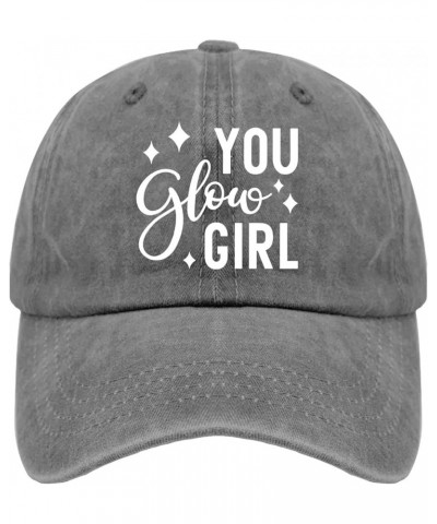 You Glow Girl Cap Camp Hat Pigment Black Golf Hats Men Gifts for Grandma Sun Caps Pigment Gray $11.79 Sun Hats