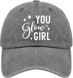 You Glow Girl Cap Camp Hat Pigment Black Golf Hats Men Gifts for Grandma Sun Caps Pigment Gray $11.79 Sun Hats