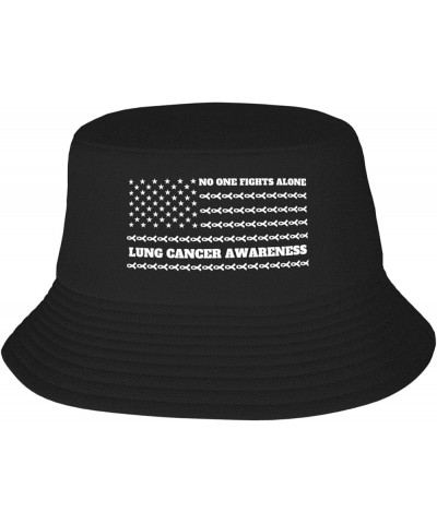 Sarcoma Cancer Awareness Bucket Hat for Men Women Summer Beach Hat Fishing Cap Sun Hats Black American Flag Fight Lung Cancer...