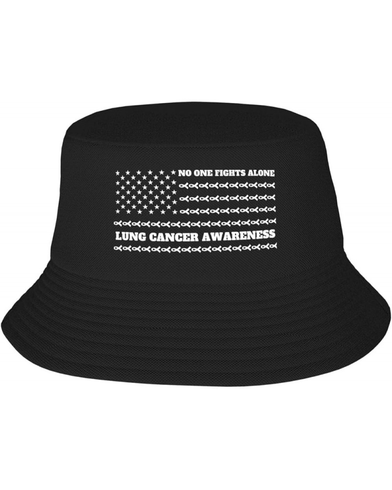 Sarcoma Cancer Awareness Bucket Hat for Men Women Summer Beach Hat Fishing Cap Sun Hats Black American Flag Fight Lung Cancer...