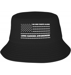 Sarcoma Cancer Awareness Bucket Hat for Men Women Summer Beach Hat Fishing Cap Sun Hats Black American Flag Fight Lung Cancer...