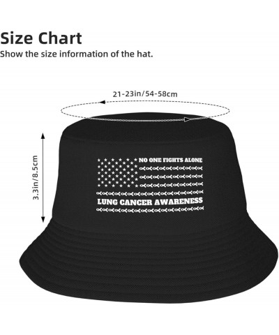 Sarcoma Cancer Awareness Bucket Hat for Men Women Summer Beach Hat Fishing Cap Sun Hats Black American Flag Fight Lung Cancer...