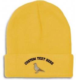 Custom Beanies for Men Pigeon A Embroidery Wild Animals Dove Winter Hats for Women Acrylic Skull Cap 1 Size Yellow Personaliz...